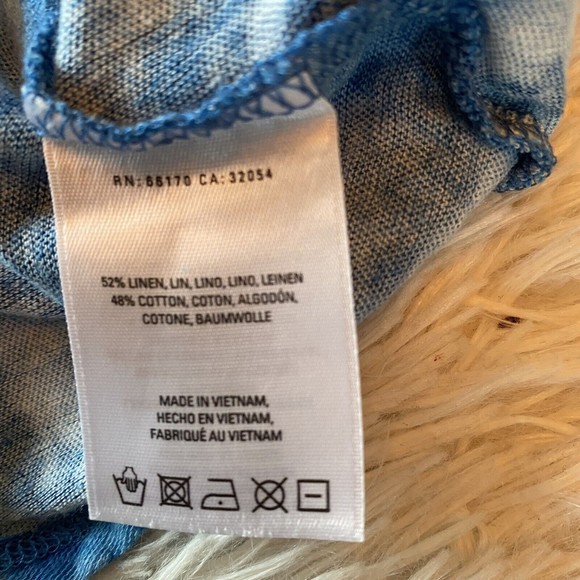 Anthropologie Meadow Rue Linen Fields Swing Top Blue Floral Asymmetric boho art - Picture 9 of 12